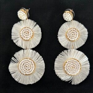 BaubleBar Gold and White Bohemian Fringe Earrings